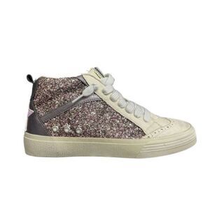 SHUSHOP $119 Riley Mid Top Sneakers pewter glitter women's 7.5 NEW